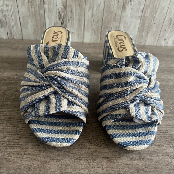 Sam Edelman Palma Blue and White Striped Women's Sandals 7 - Picture 2 of 8